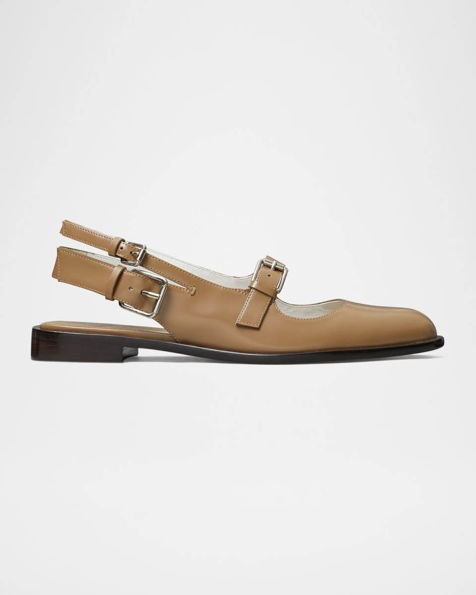 Leather Mary Jane Slingback Ballerina Flats